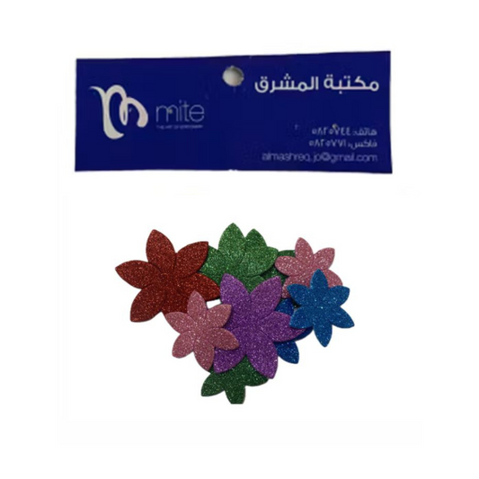 Mite Glitter Foam Stickers Self Adhesive-Flowers Shapes