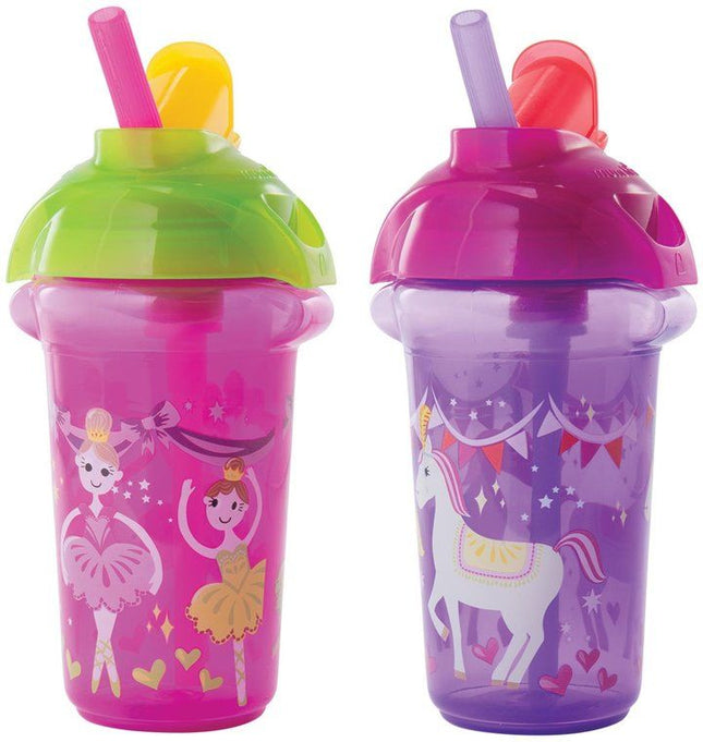 Munchkin 9oz Click Lock Dicorated Flip Straw 2 Pk