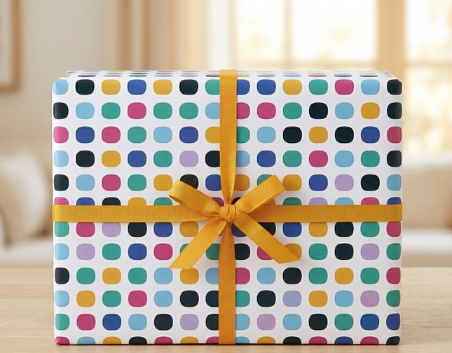 Foska Large Dots Rainbow Colorful Gift Wrapping Paper