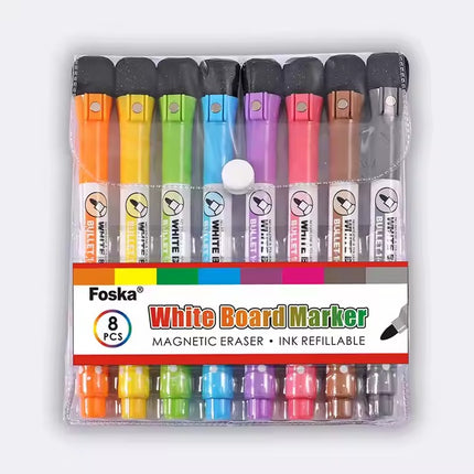 Foska Magnetic Whiteboard Marker Pen -set of 8
