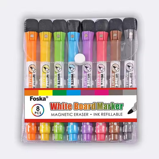 Foska Magnetic Whiteboard Marker Pen -set of 8
