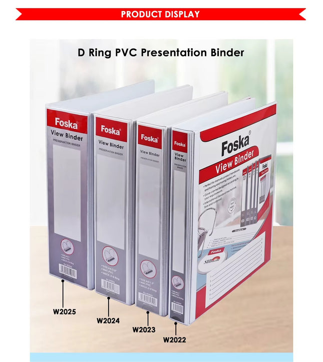 Foska D Ring PVC A4 Presentation Binder-2 Rings