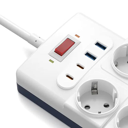 Wiwu Wi-S008 20W GaN Tech Power Strip 14 in 1 Multiple Socket White 2M