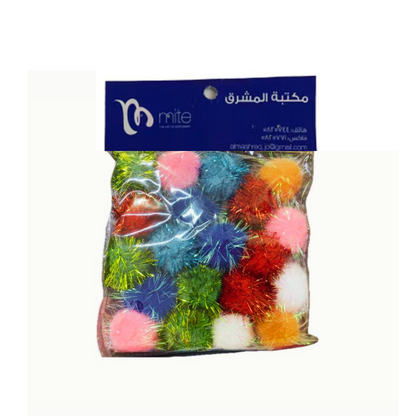 Mite Pom Poms Assorted Glitter 20mm