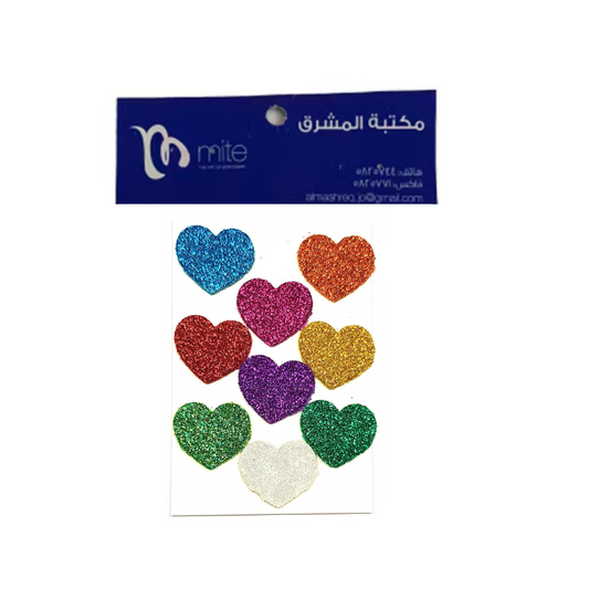 Mite Glitter Foam Stickers Self Adhesive- Heart Shape