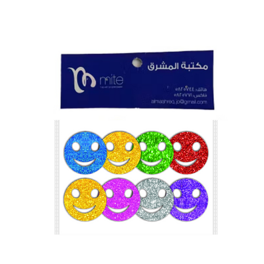 Mite Glitter Foam Stickers Self Adhesive- Face Shape