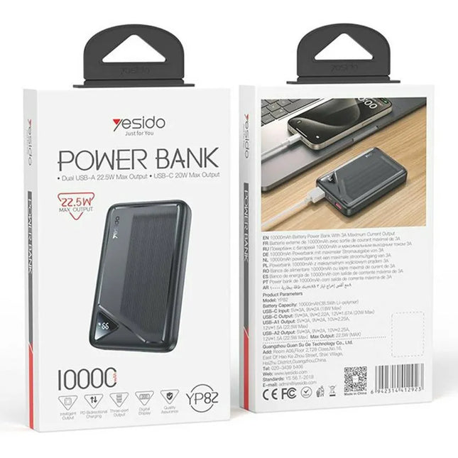Yesido Yp82 10000mah Power Bank With Digital Display