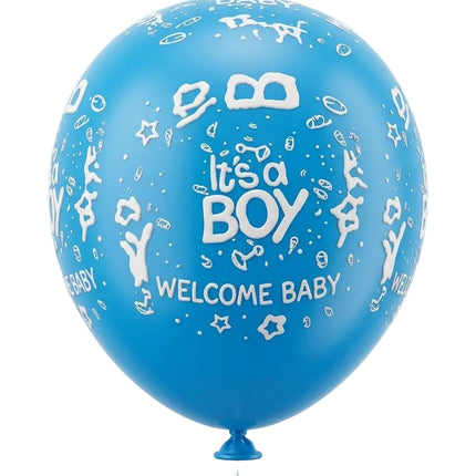 Blue balloon with 'It's a Boy' text on a white background
