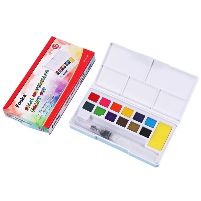 Foska Quality Solid Watercolor Paint Set -12Color