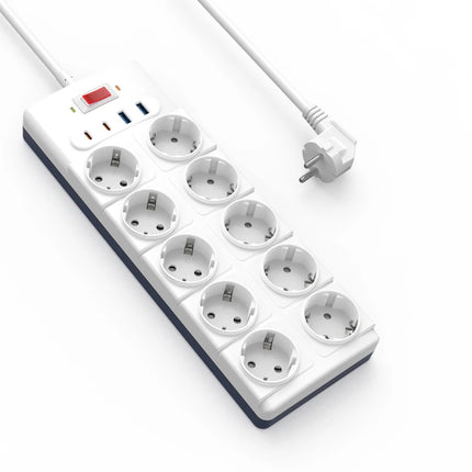 Wiwu Wi-S008 20W GaN Tech Power Strip 14 in 1 Multiple Socket White 2M