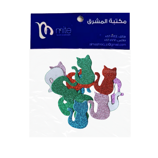 Mite Glitter Foam Stickers Self Adhesive-Cat Shapes
