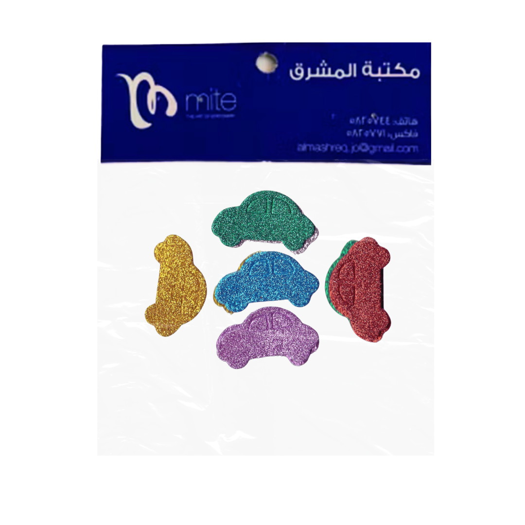 Mite Glitter Foam Stickers Self Adhesive-Car Shapes