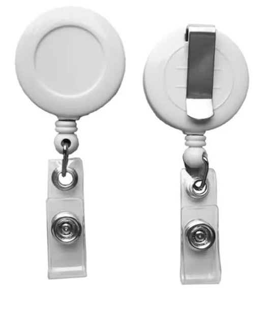 ID Badge Reel Clip White Round